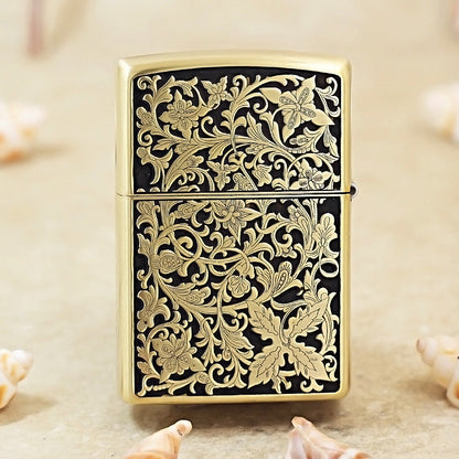 Zippo Obsidian & Gold 3d-embossed Lush Botanical and Butterfly - CS13