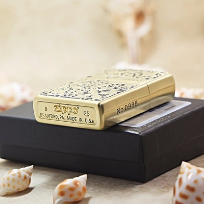 Zippo Obsidian & Gold 3d-embossed Lush Botanical and Butterfly - CS13