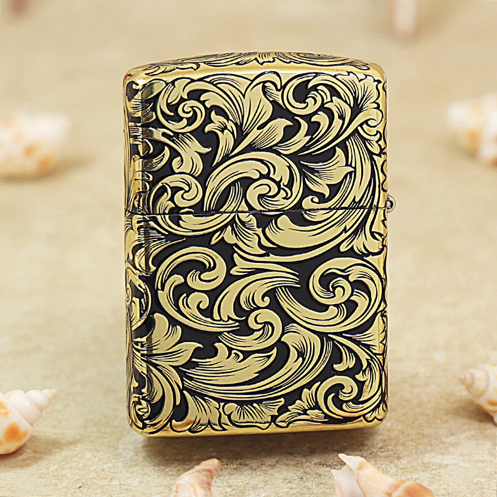 Zippo Obsidian and Gold 'Baroque Serpent Emblem' - CC15