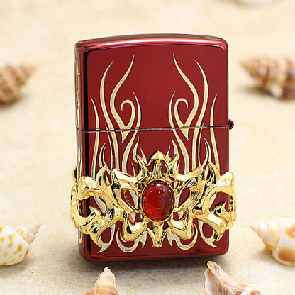 Zippo Blazing Flame with Crimson Gem (Red Ice Finish) - JP07