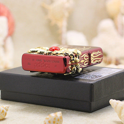 Zippo Blazing Flame with Crimson Gem (Red Ice Finish) - JP07