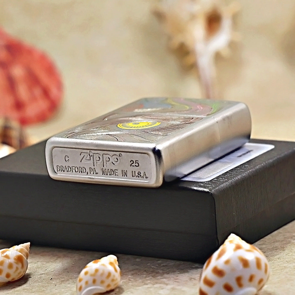Zippo Textured Steel Hue Filled Stylized Eye with Sun Iris - SC02