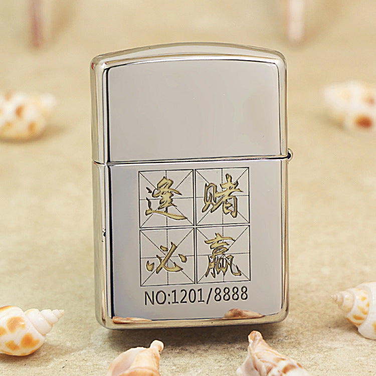 Zippo Textured Steel Intricate Engraved Good Luck Poker Hand and Dice - SC08