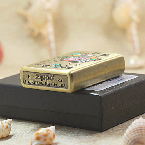 Zippo Textured Smoked Bronze 'Two Dragons Washing a Pig' - DS130