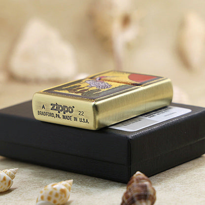 Zippo Crane and Cactus Gold Plate - Animal Collection - JP55