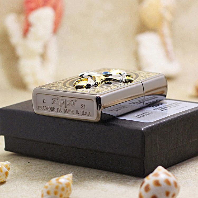Zippo Crown Crucifix Obsidian Ice - KR04