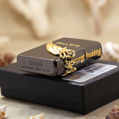 Zippo Flare Wing (Black Ice & Gold Wing) - JP28