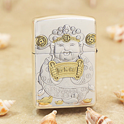 Zippo God of Riches (Cai Shen) Intricate Carve - DS108