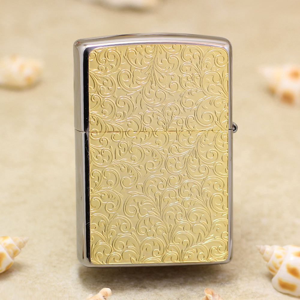Zippo Gold Plate Double-Sided Botanical Arabesque Medallion - JP66
