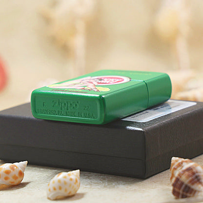 Zippo Green Matte Hue Decorated Lucky Strike Pin-Up Maiden - CS16