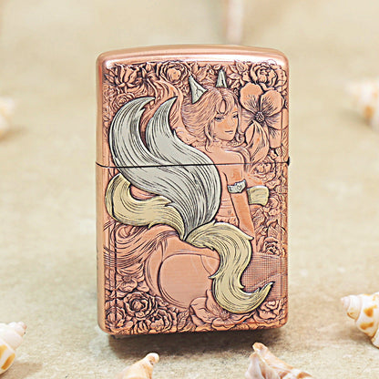 Zippo Solid Engraved Copper Finish Nine-Tailed Fox Pin-Up - CM32
