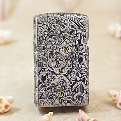 Zippo Solid Engraved Two-Finish Koi Fish and Turbulent Waves Case - CM14