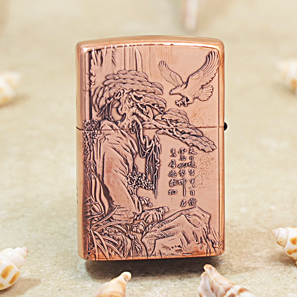 Zippo Solid 3d-embossed Copper Finish Wind Rises Water Success Landscape - CM33