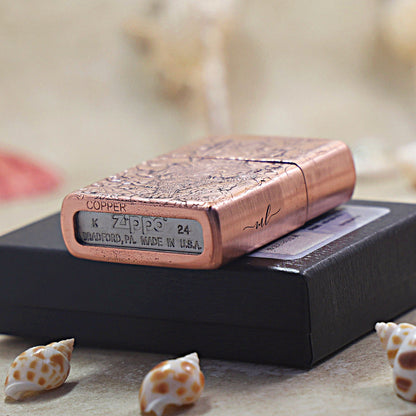 Zippo Solid 3d-embossed Copper Finish Zhao Gongming God of Riches on Tiger - CM34