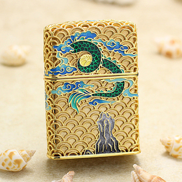Zippo Solid 3d-embossed Serpent and Phoenix Bring Prosperity Pair Bundle - CM54