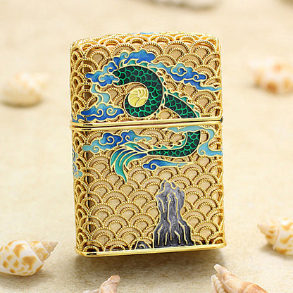 Zippo Solid 3d-embossed Serpent and Phoenix Bring Prosperity Pair Bundle - CM54