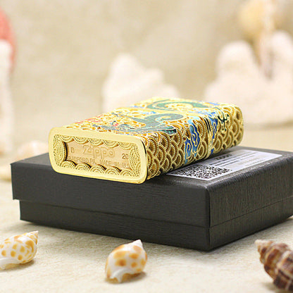 Zippo Solid 3d-embossed Serpent and Phoenix Bring Prosperity Pair Bundle - CM54