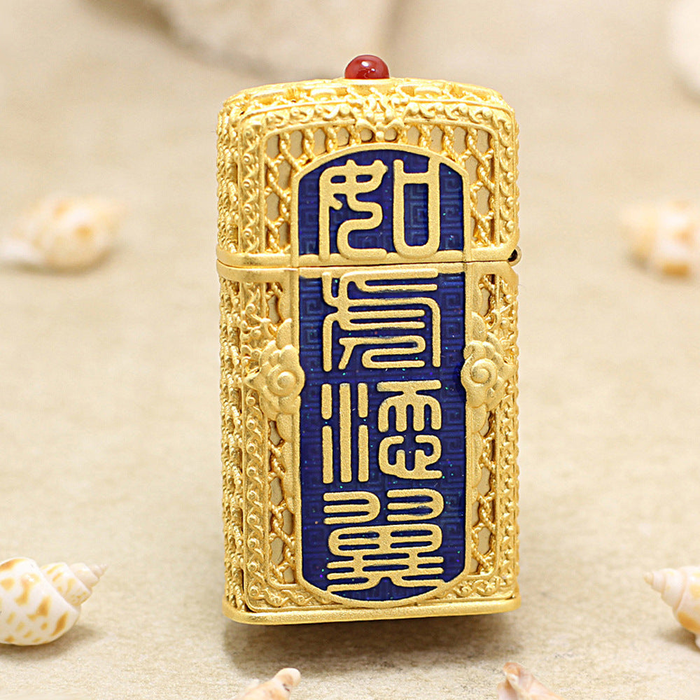 Zippo Solid 3d-embossed Gold Filigree Winged Tiger Case Bundle - CM53