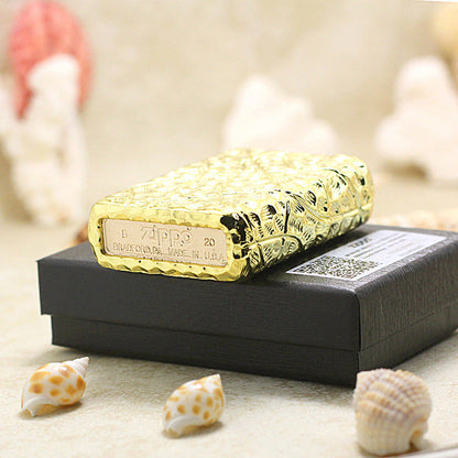 Zippo Solid 3d-embossed Gold Warrior Heavy-duty Case Bundle - CM40