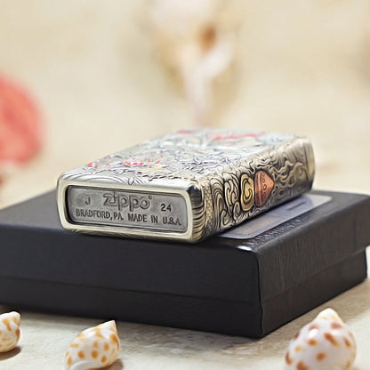 Zippo Solid 3d-embossed Gold and Argent Coiling Serpent Prosperity Medallion - CM16