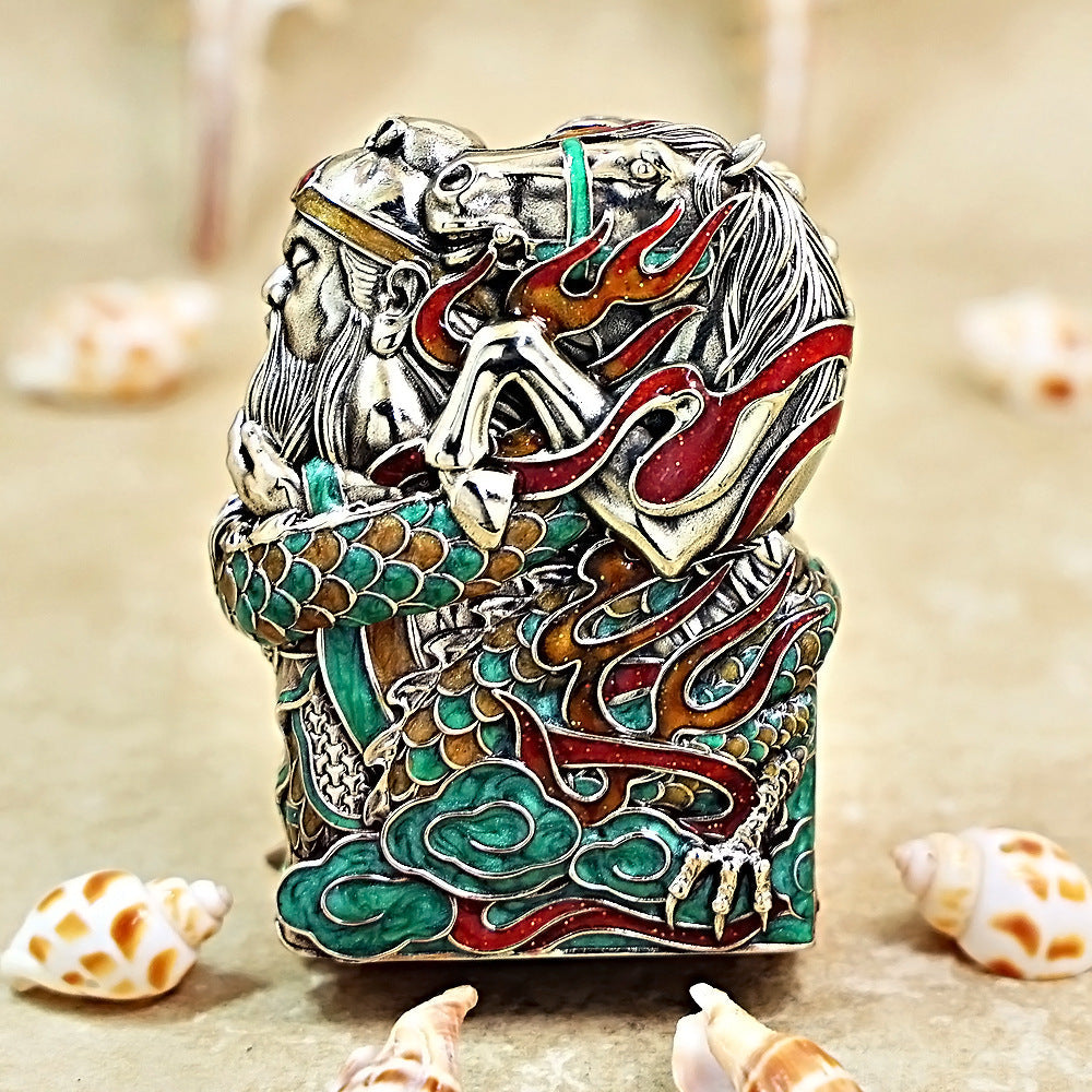 Zippo Solid 3d-embossed Multi Hue Enamel Guan Yu and Serpent Case Bundle - CM28