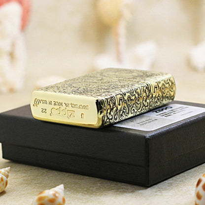 Zippo Premium Shine Bronze Intricate Chiseled Flying Serpent in Sky - CC163