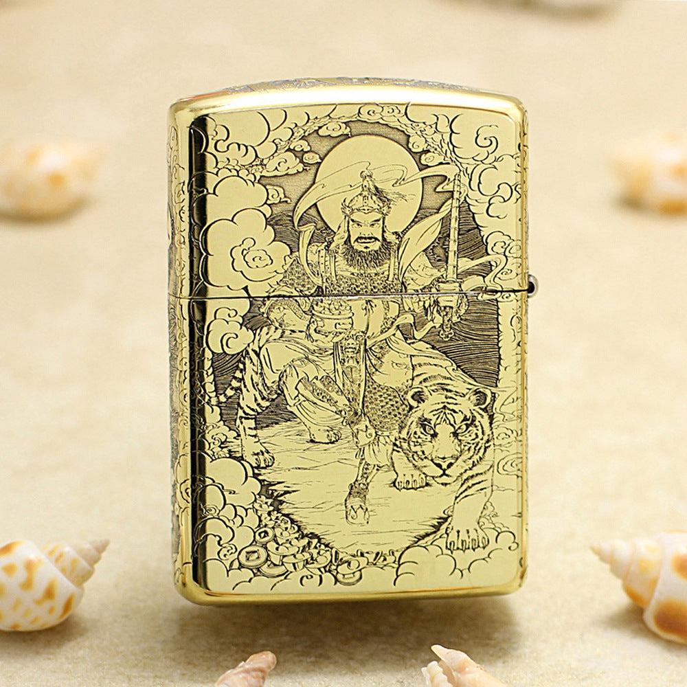 Zippo Premium Shine Bronze Intricate Chiseled God of War Guan Yu - CC127