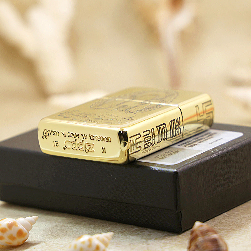 Zippo Premium Shine Bronze Intricate Chiseled Seated Tathagata Shakyamuni - CC159