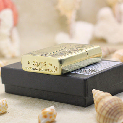 Zippo Premium Shine Bronze Intricate Chiseled Whirlwindproof Pin-Up Maiden - CC149