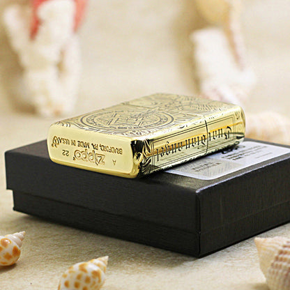 Zippo Premium Shine Bronze Chiseled Angelic Warrior Seal of Solomon - CC160