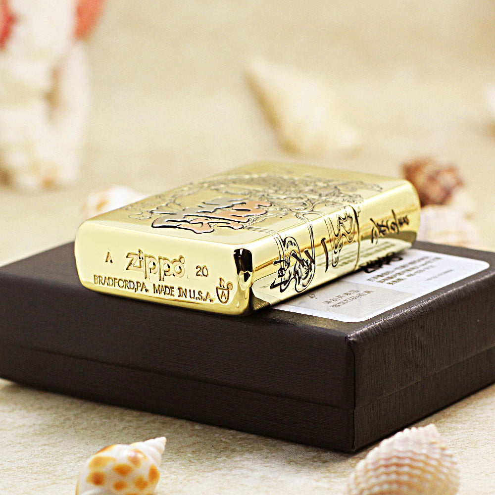 Zippo Premium Shine Bronze Chiseled Duality of Good and Evil - CC157