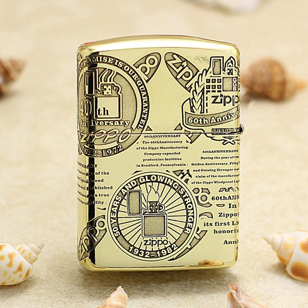 Zippo Premium Shine Bronze Chiseled Historical Logos Anniversary Design - CC150