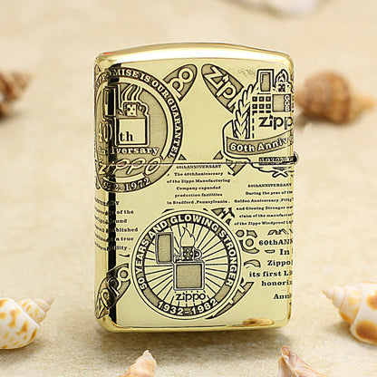 Zippo Premium Shine Bronze Chiseled Historical Logos Anniversary Design - CC150