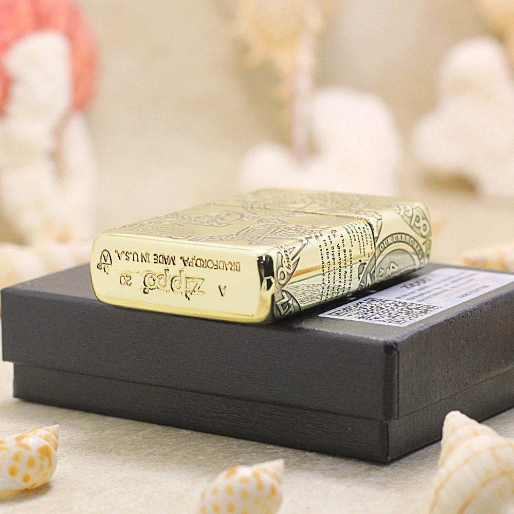 Zippo Premium Shine Bronze Chiseled Historical Logos Anniversary Design - CC150