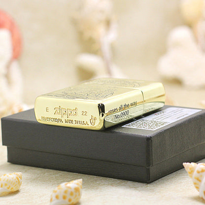 Zippo Premium Shine Bronze Chiseled Nautical Map Sailing Ship - CC146