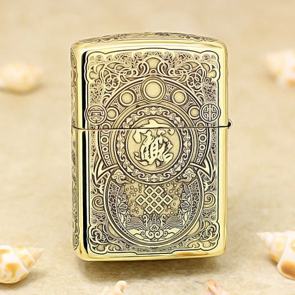 Zippo Premium Shine Bronze Chiseled Pixiu Lion and Ancient Coins - CC162