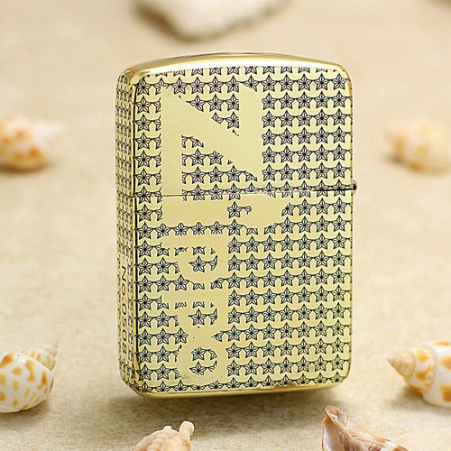 Zippo Premium Shine Bronze Chiseled Star Field Pin-Up Maiden - CC134