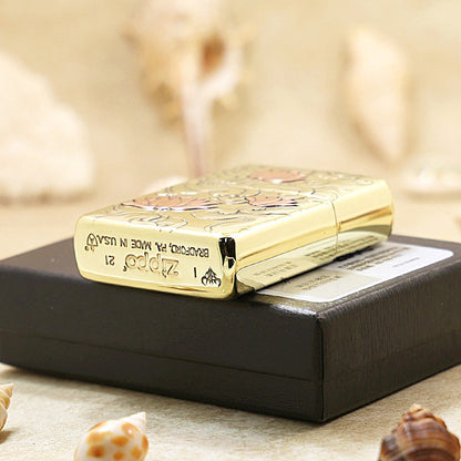 Zippo Premium Shine Bronze Lotus in Heavenly Clouds - CC103
