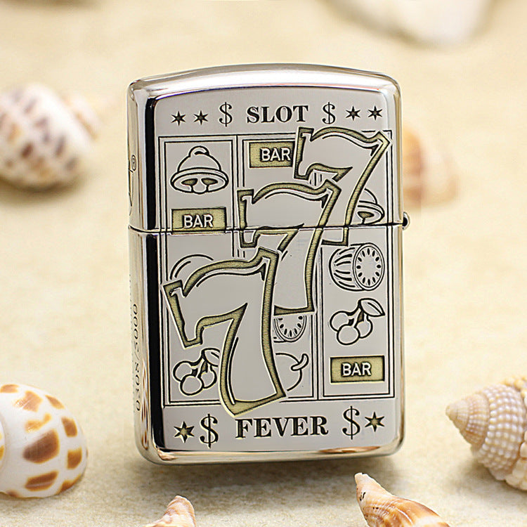 Zippo Premium Shine Steel Intricate Chiseled Lucky Slot Fever 777 - SC23