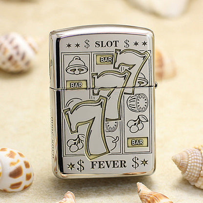 Zippo Premium Shine Steel Intricate Chiseled Lucky Slot Fever 777 - SC23