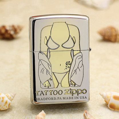 Zippo Premium Shine Steel Intricate Chiseled Tattoo Pin-Up Torso - SC19