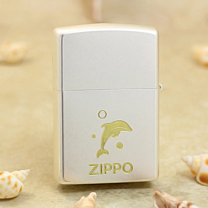 Zippo Premium Shine Steel Dolphin and Mother of Pearl - CC104