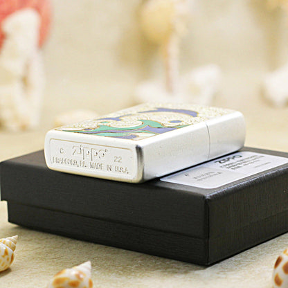 Zippo Premium Shine Steel Dolphin and Mother of Pearl - CC104
