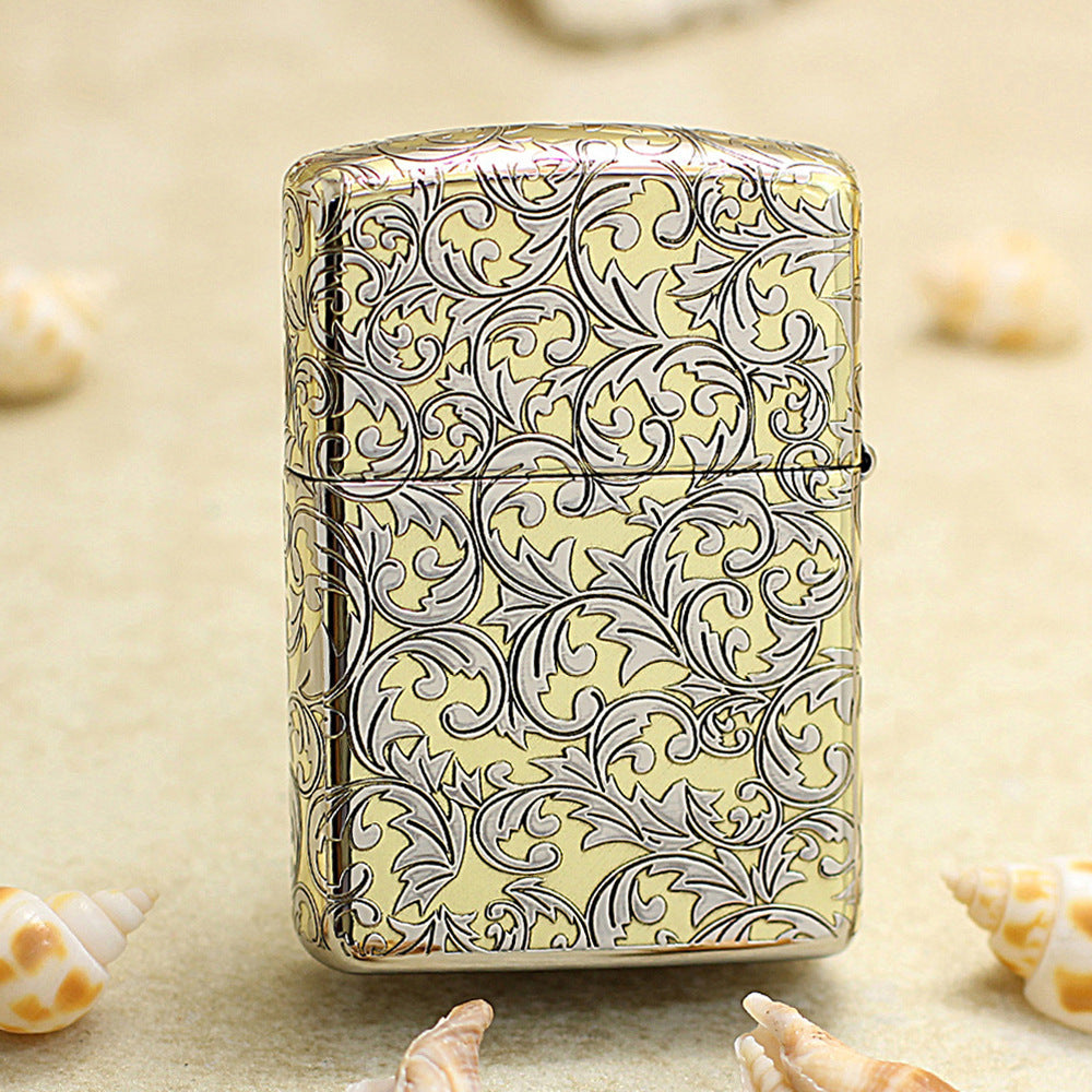 Zippo Premium Shine Gold Intricate Engraved Arabesque Scroll Limited Version - SC06