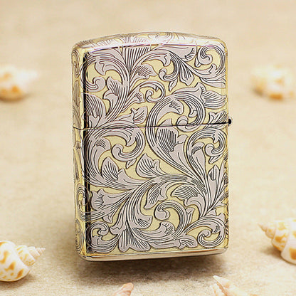 Zippo Premium Shine Gold Intricate Engraved Surrounding Arabesque Scroll - SC12