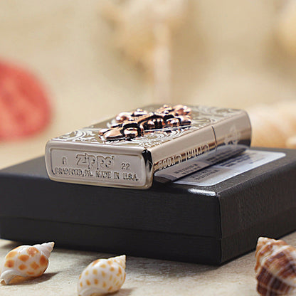 Zippo Ornate Crucifix Obsidian Ice - KR06