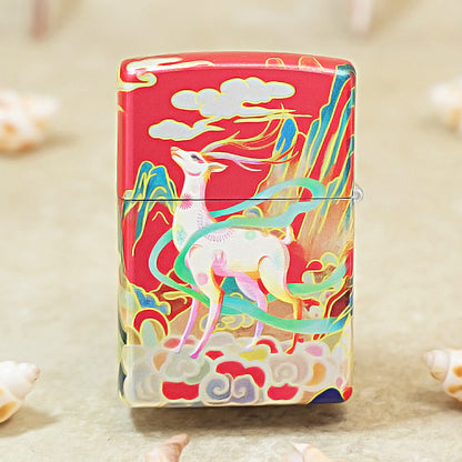 Zippo Crimson Hue Decorated Nine-Colored Divine Deer and Moon - CS21