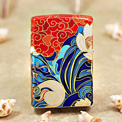 Zippo Crimson Hue Decorated Regal Tibetan Style Deity with Mask - CS23