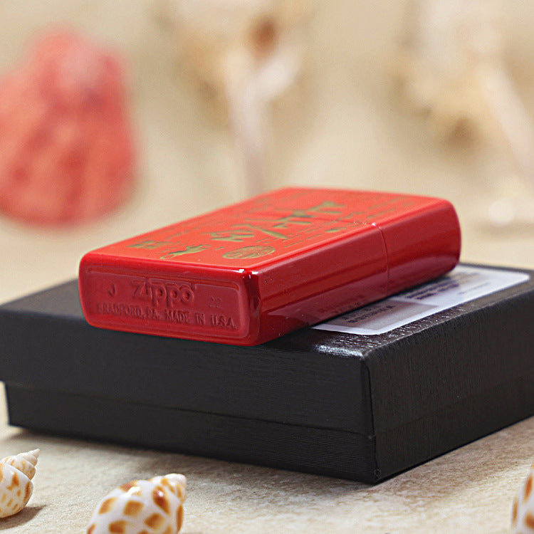 Zippo Crimson Premium Shine Gold Chiseled Best Fortune Slip - CS28
