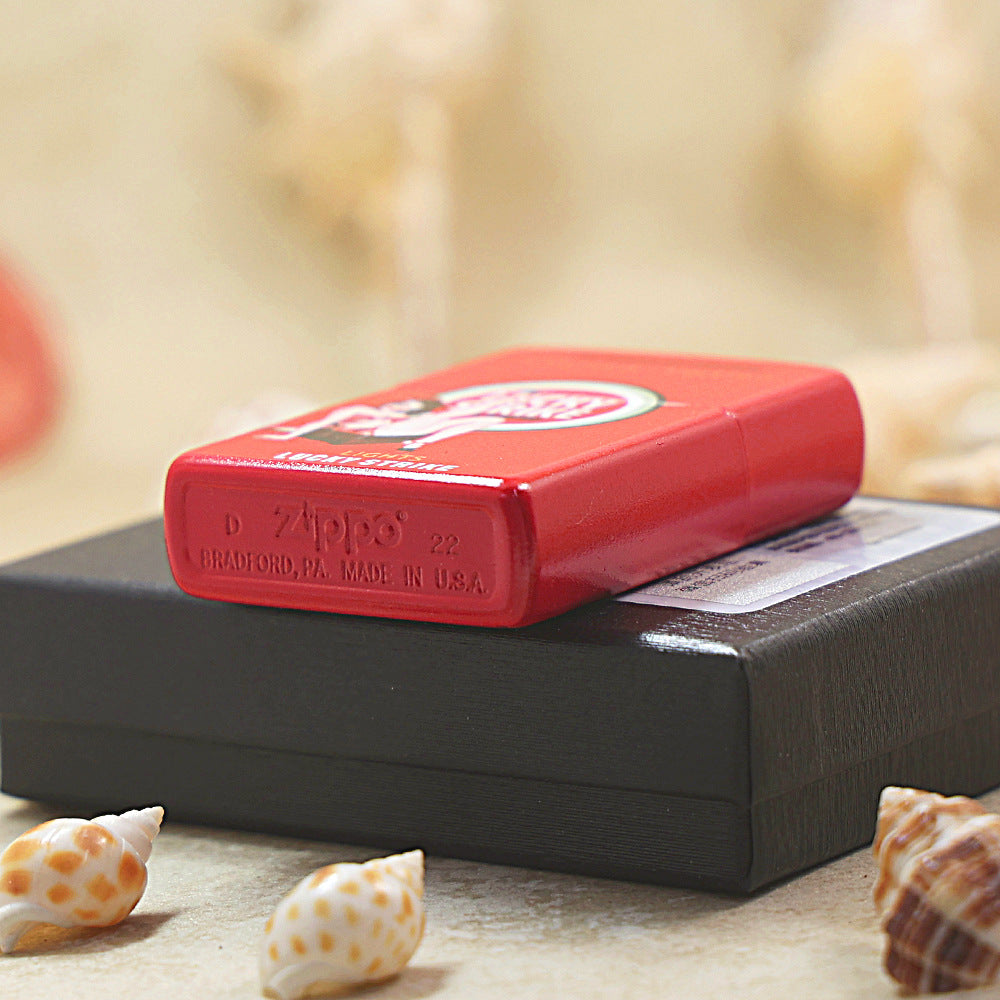 Zippo Crimson Matte Hue-Decorated Lucky Strike Pin-Up Maiden - CS09